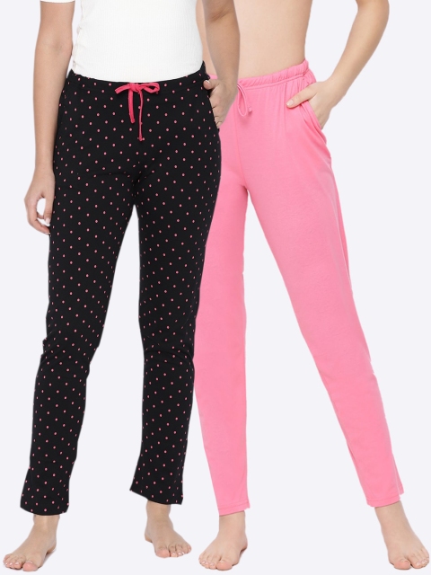 

Kanvin Women Pure Cotton Printed Lounge Pants Pack Of 2, Pink