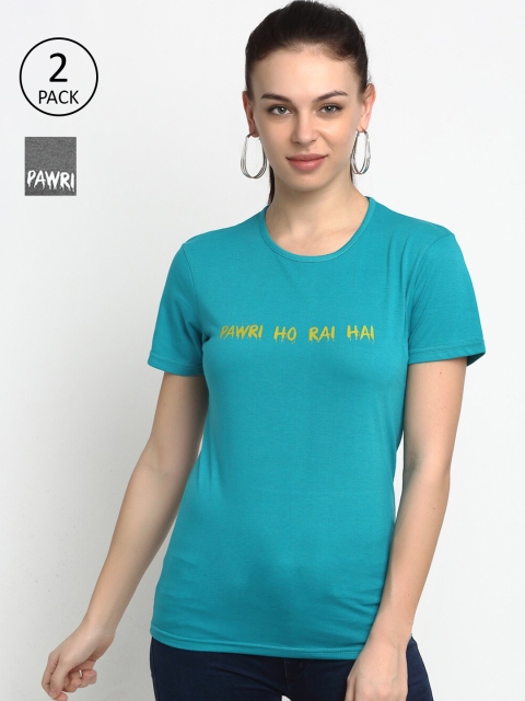 

VIMAL JONNEY Women Printed T-shirt - Pack of 2, Grey