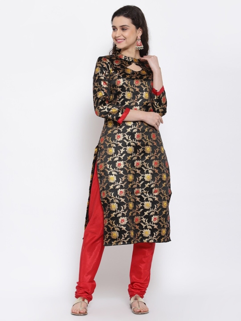 

Me Lady Fashion Black & Red Unstitched Dress Material