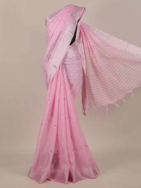 

Pothys Pink Ethnic Motifs Cotton Blend Saree