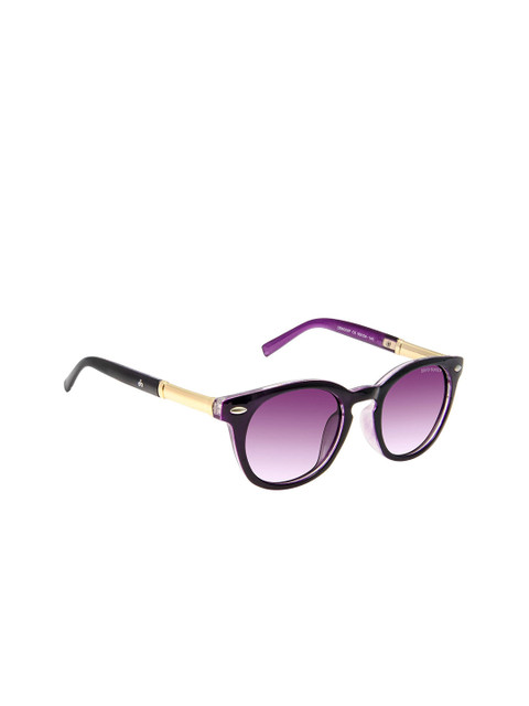 

David Blake Unisex Purple Lens & Black Round Sunglasses with Polarised and UV Protected Lens