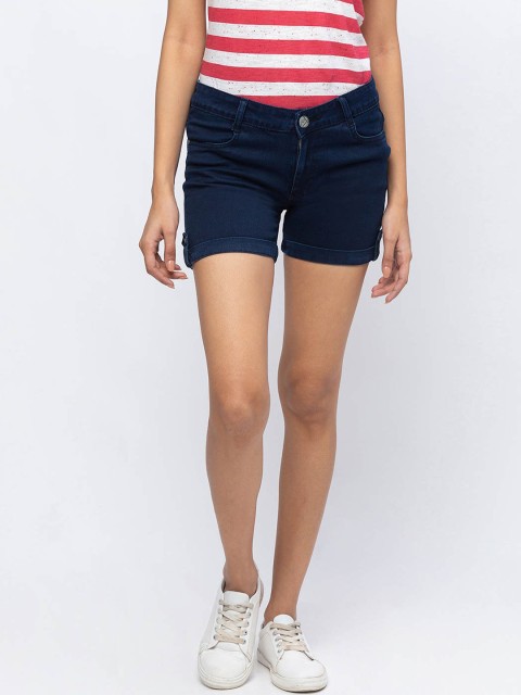 

ZOLA Women Blue Mid-Rise Denim Shorts