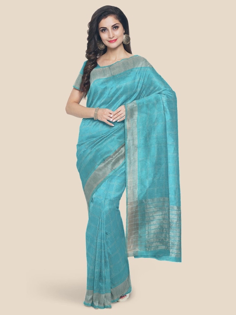 

Kalamandir Blue Striped Zari Pure Cotton Venkatgiri Saree