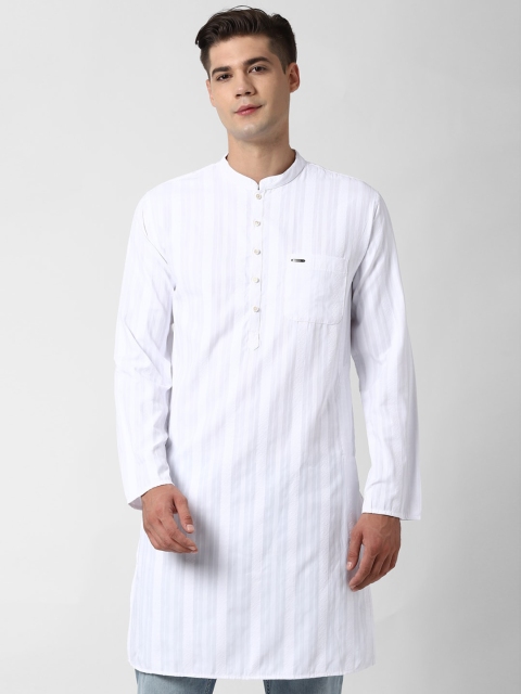 

Peter England Men White Striped Striped Kurta