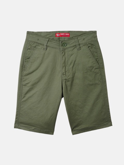 

Monte Carlo Boys Olive Green Mid-Rise Regular Shorts
