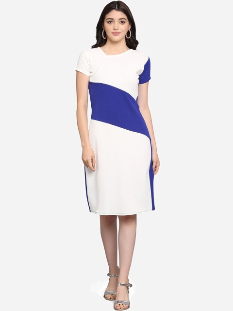 

PURVAJA White Colourblocked Sheath Dress