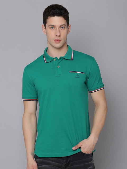 

GANT Men Green Polo Collar T-shirt