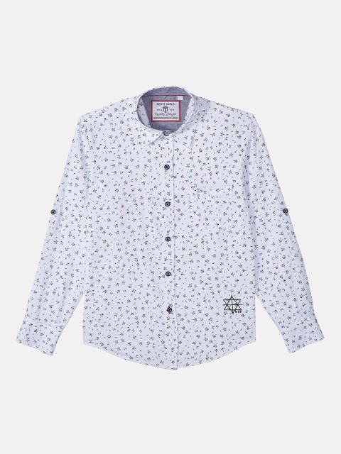 

Monte Carlo Boys White Floral Printed Casual Shirt