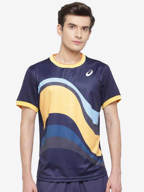 

ASICS Match M Gpx Men Blue Orange Printed Sports T-shirt