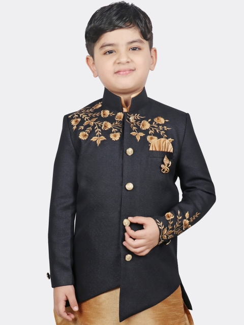 

SG YUVRAJ Boys Navy Blue Floral Embroidered Tailored Jacket