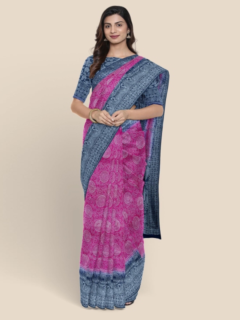 

KLM Fashion Mall Pink Ethnic Motifs Silk Blend Banarasi Saree