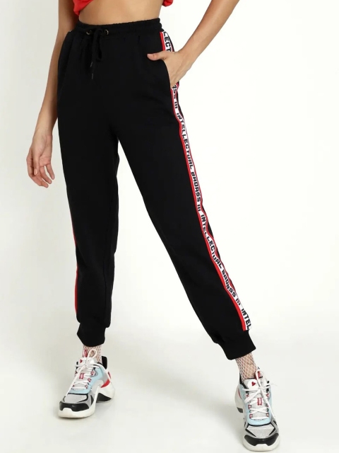 

Bewakoof Women Black Side Taped Pure Cotton Joggers