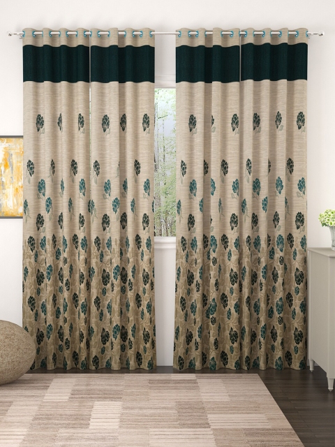 

Story@home Beige & Green Set of 4 350GSM Room Darkening Eyelet Long Door Curtains