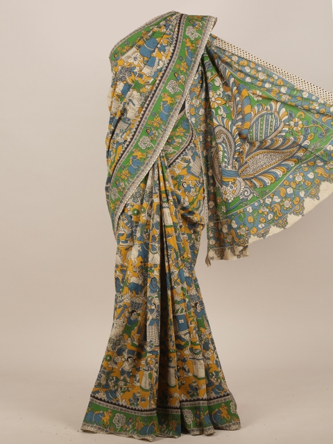 

Pothys Yellow & Green Ethnic Motifs Saree
