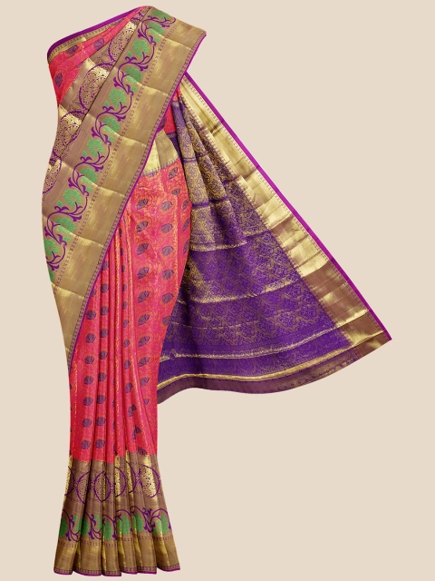 

Kalamandir Pink Woven Design Silk Blend Kanjeevaram Saree