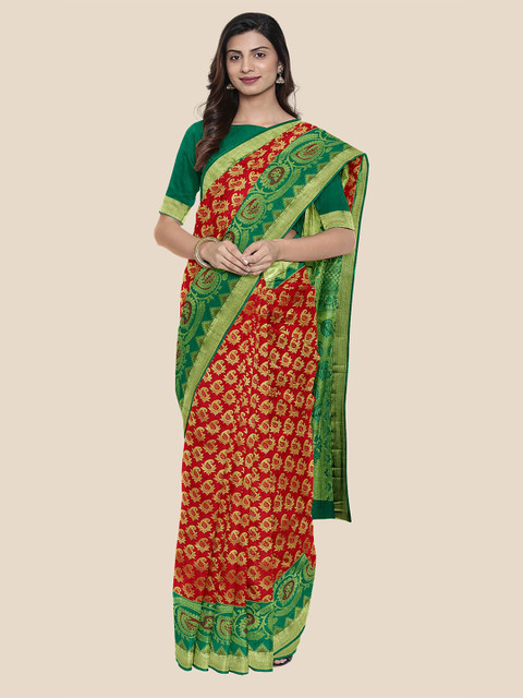 

Kalamandir Maroon & Black Floral Sequinned Silk Blend Half and Half Kanjeevaram Saree