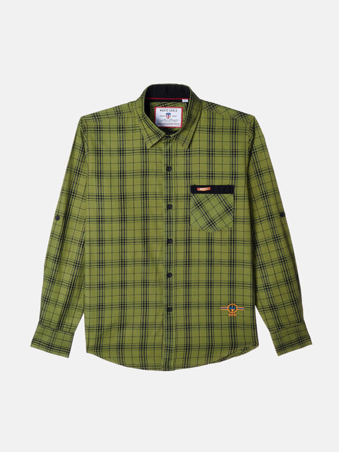 

Monte Carlo Boys Olive Checked Casual Shirt
