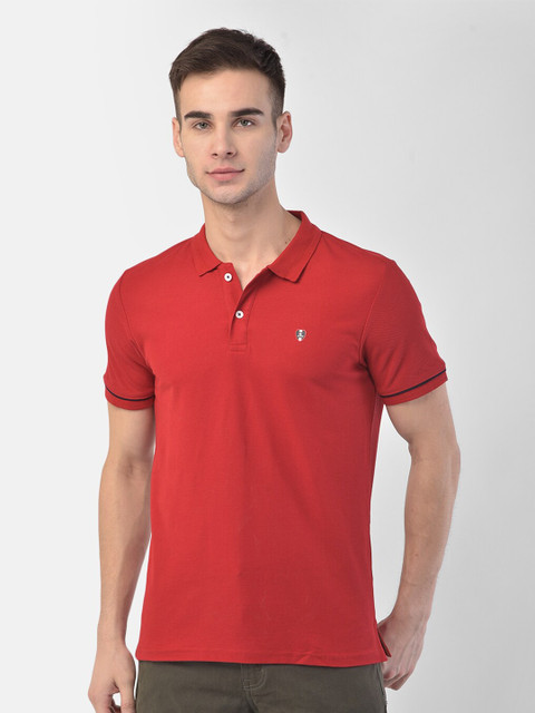 

COBB Men Red Polo Collar T-shirt