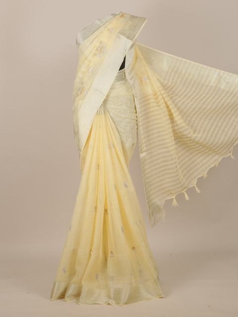 

Pothys Yellow Floral Embroidered Saree