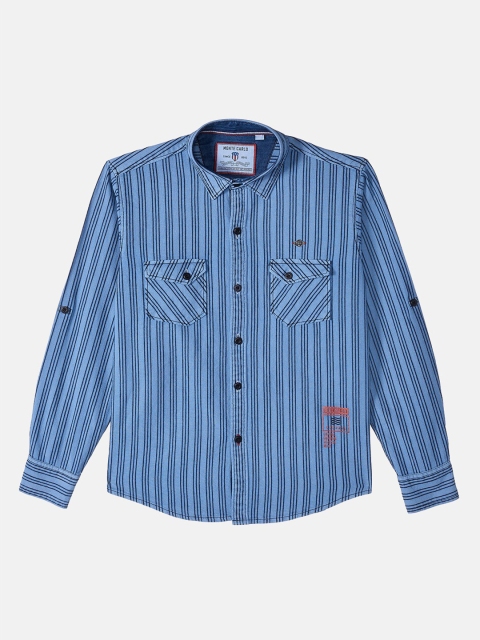

Monte Carlo Boys Blue Striped Casual Shirt
