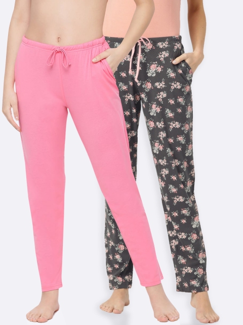

Kanvin Women Pack of 2 Pure Cotton Lounge Pants, Pink