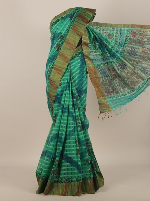 

Pothys Green Ethnic Motifs Cotton Blend Saree