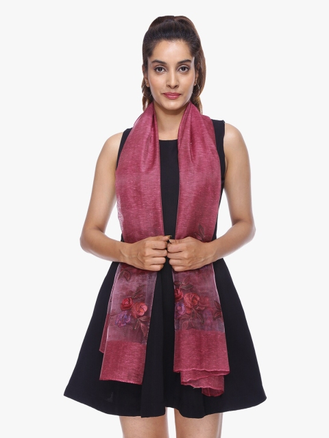 

Scarves & Glitters Women Burgundy & Purple Embroidered Stole