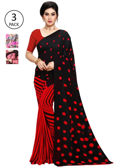 

KALINI Multi Pack of 3 Printed Saree