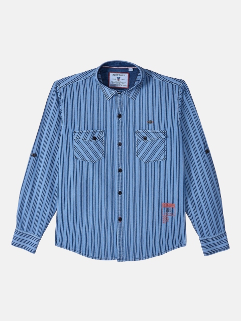 

Monte Carlo Boys Blue Striped Casual Shirt