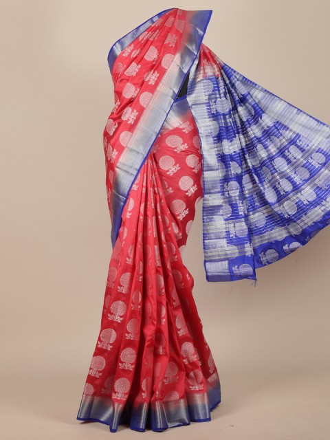 

Pothys Pink & Blue Woven Design Jute Silk Saree