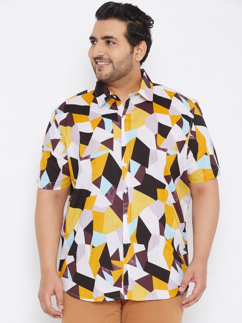 

Instafab Plus Men Yellow Checked Casual Shirt