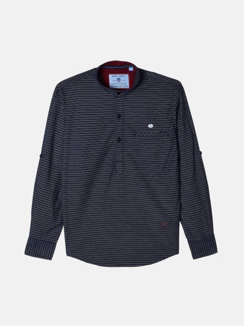 

Monte Carlo Boys Blue Horizontal Stripes Striped Casual Shirt