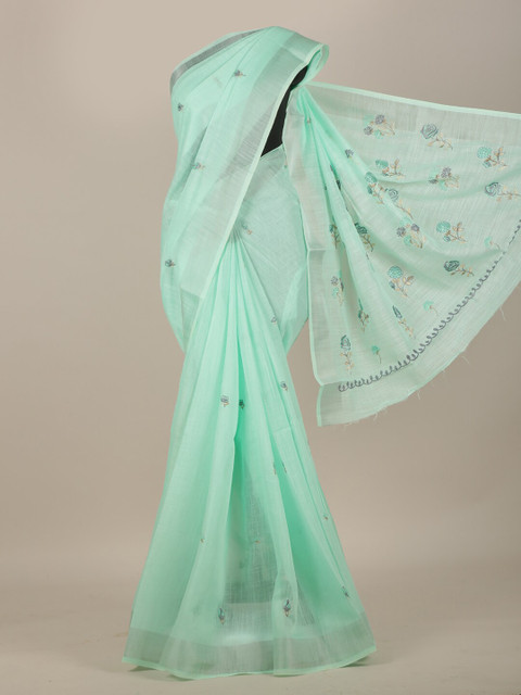 

Pothys Green Floral Embroidered Saree