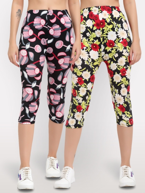 

NEUDIS Women Multi Pack Of 2 Printed Capris