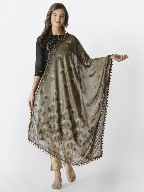 

Satrani Brown & Black Printed Dupatta