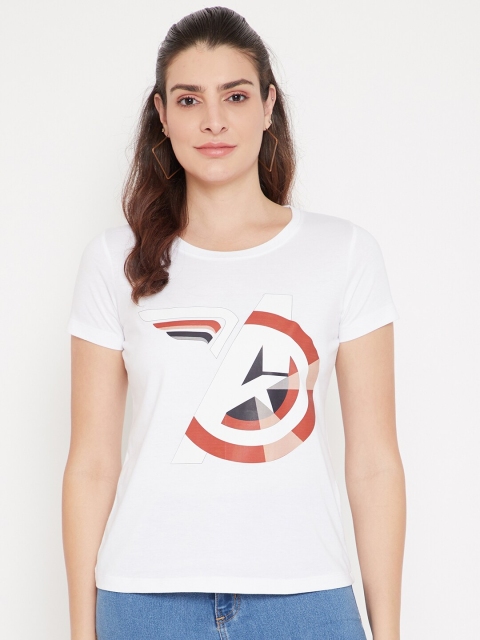 

Marvel by Wear Your Mind Women White Printed T-shirt