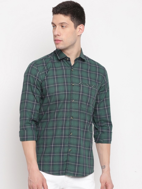 

Richlook Men Green Slim Fit Tartan Checks Checked Casual Shirt