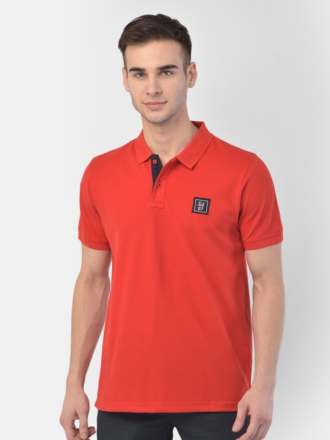 

COBB Men Red Polo Collar Applique T-shirt