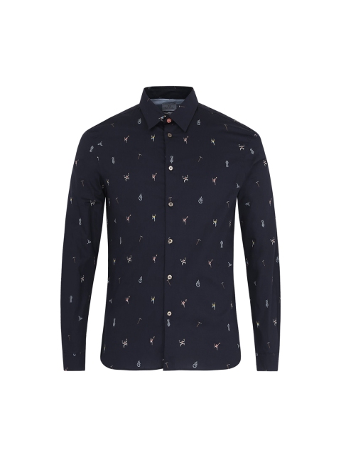 

PS By Paul Smith Men Navy Blue & White Printed Casual Shirt