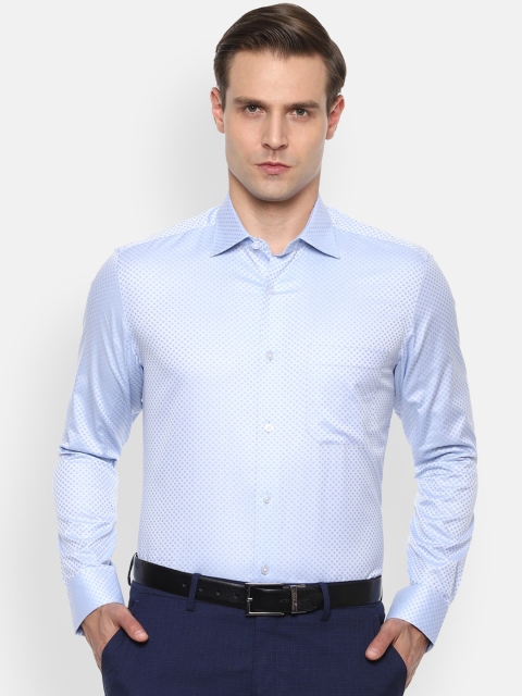 

Louis Philippe Men Blue Blue Self Design Pure Cotton Classic Fit Formal Shirt