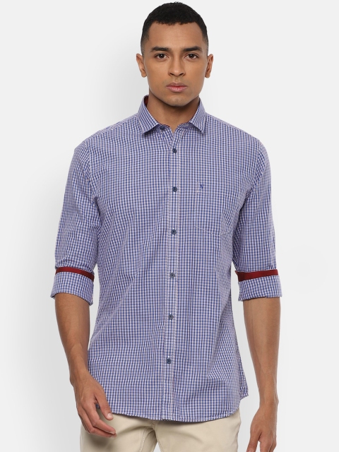 

Van Heusen Sport Men Blue Slim Fit Checked Pure Cotton Casual Shirt