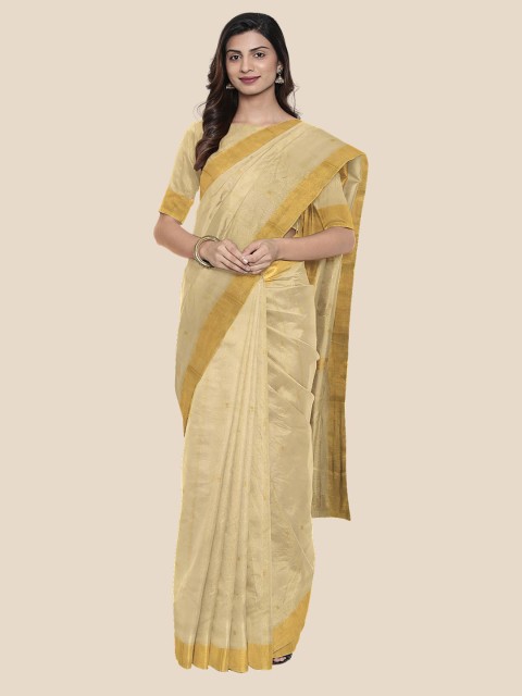 

KLM Fashion Mall Cream Woven Design Chanderi Saree