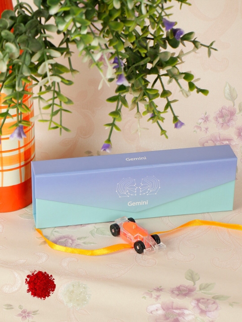 

PASSION PETALS Rakhi with Pencil Box Roli Chawal & Card, Orange