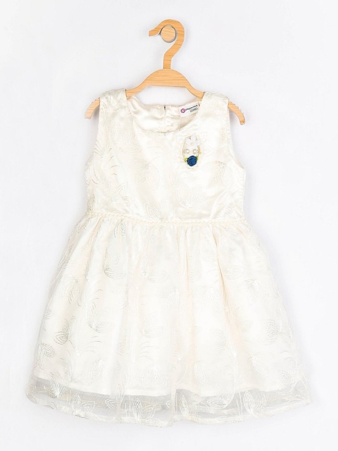 

Peppermint Girls Off White Self Design Fit & Flare Dress