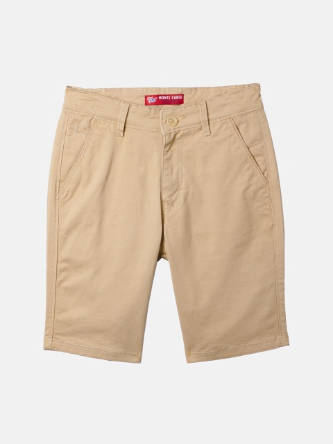

Monte Carlo Boys Khaki Solid Mid-Rise Regular Shorts