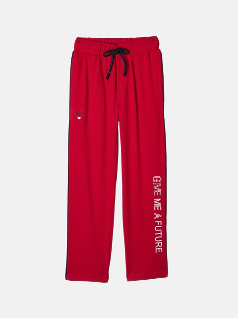 

Monte Carlo Boys Red Typography Printed Track Pants
