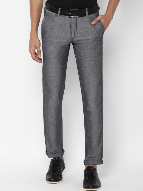 

Allen Solly Men Grey Textured Slim Fit Regular Trousers