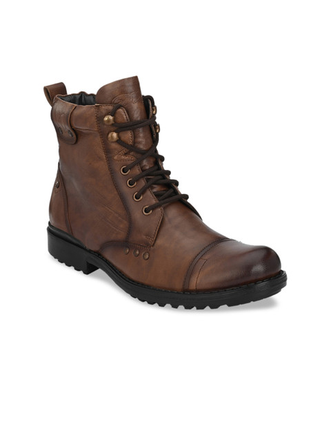 

Delize Men Brown Leather High-Top Flat Boots