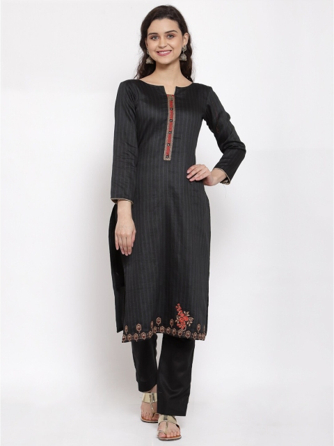 

Me Lady Fashion Black & Red Embroidered Pure Cotton Semi-Stitched Dress Material