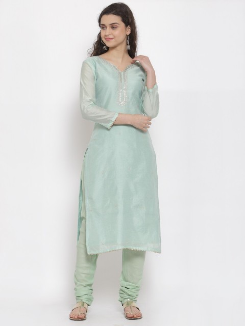 

Me Lady Fashion Blue & Cream-Coloured Embroidered Semi-Stitched Dress Material